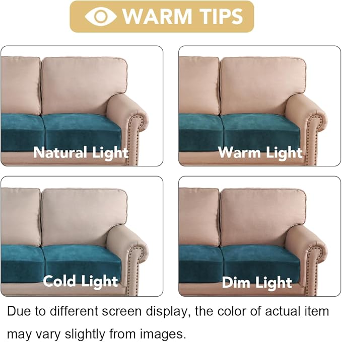 H.VERSAILTEX Velvet Stretch Couch Cushion Cover Plush Cushion Slipcover - Image 6