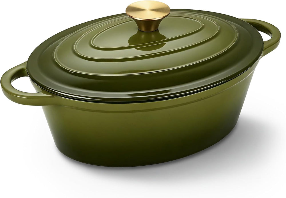 Oval Dutch Oven for Bread Baking, 4.5 Quart Non Stick Enameled Cast Iron Dutch