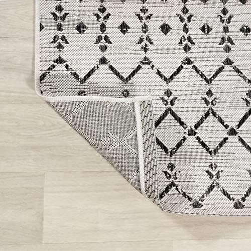JONATHAN Y Moroccan Geometric Indoor Outdoor Area Rug 8X10 Cream/Black, Ourik...
