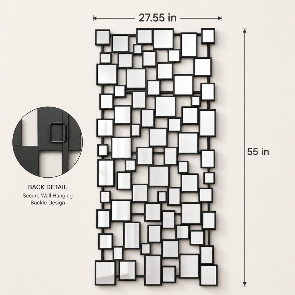 Large Modern Wall Mirror - 27.55"x55.1" Black Wall Mirrors Metal Fr...