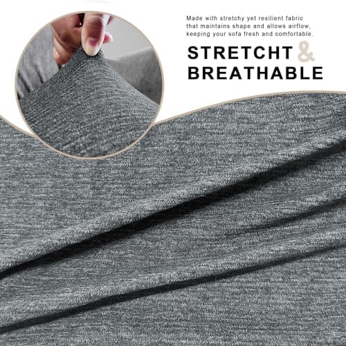 URBANLIFE 2-Piece Stretch Sofa Covers for 1 Cushion Couch, Gray