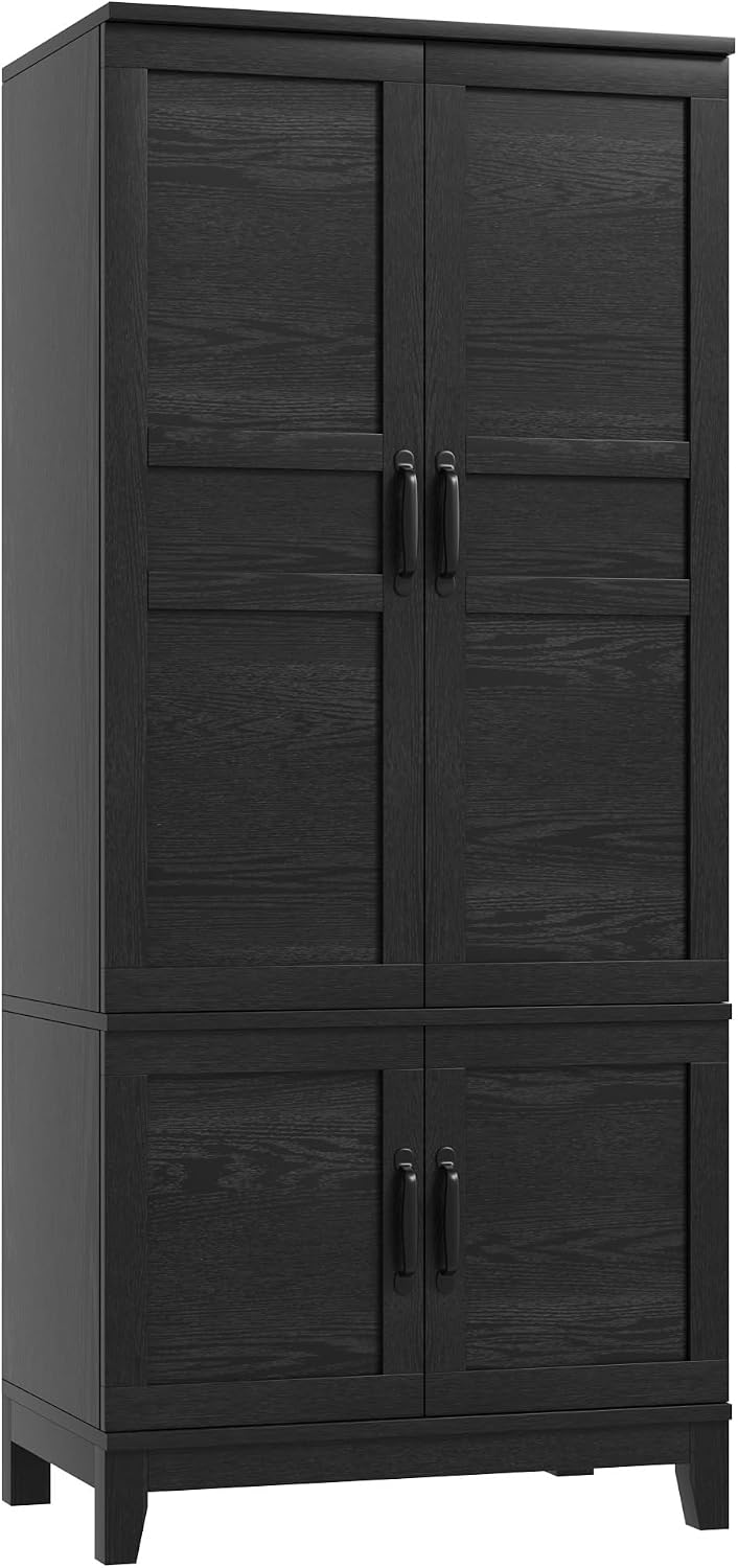 IDEALHOUSE Armoire Wardrobe Closet with 4 Doors, 72" Tall Wooden Clothin...