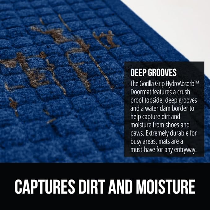GORILLA GRIP® Ultra Absorbent Front Door Mat Outside Entrance, Traps Dirt and - Image 4