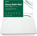 Extra Large Stone Bath Mat, Diatomaceous Earth Mat, 31.5"x19.7" | Super Absorbent, Modern Quick Drying Diatomite Bathmats, Non-Slip Base, Easy Clean for Shower Floor & Bathroom (White)