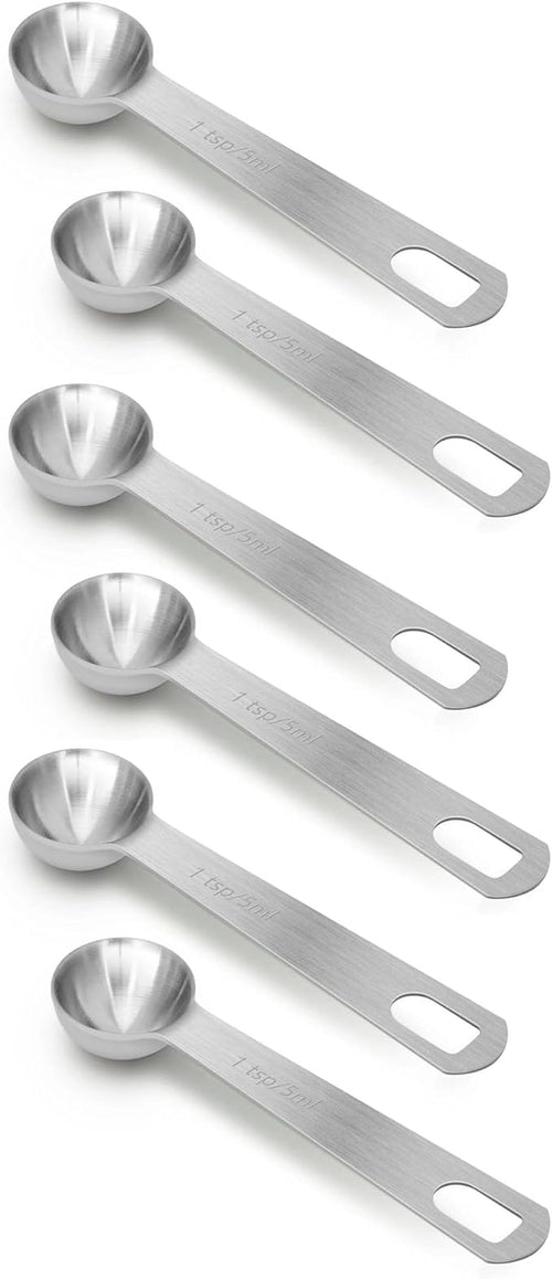 6 PCS 1 Teaspoon Stainless Steel Single Measuring Spoon by AUOIKKHOMEGARDEN