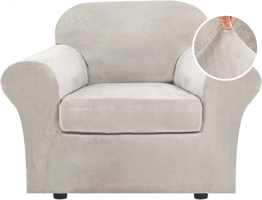 H.VERSAILTEX Rich Polyester Spandex Blend 2 Piece Cover Chair Slipcover Sofa ...