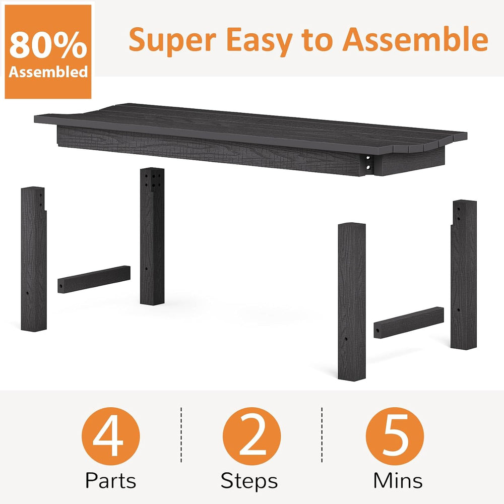 Outdoor Bench, 2-Person Patio Backless Bench Holds up to 800lbs, Weatherproof...