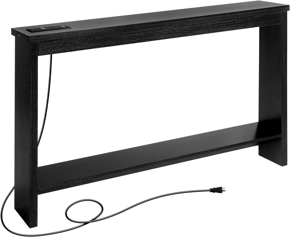 ZGREN Narrow Sofa Table with Outlet, USB Ports and Charging Station - Skinny ...