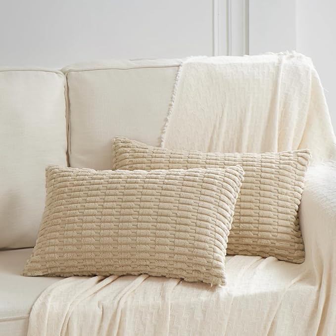 Fancy Homi 4 Packs Tan Decorative Throw Pillow Covers 12x24 Inch - Image 6