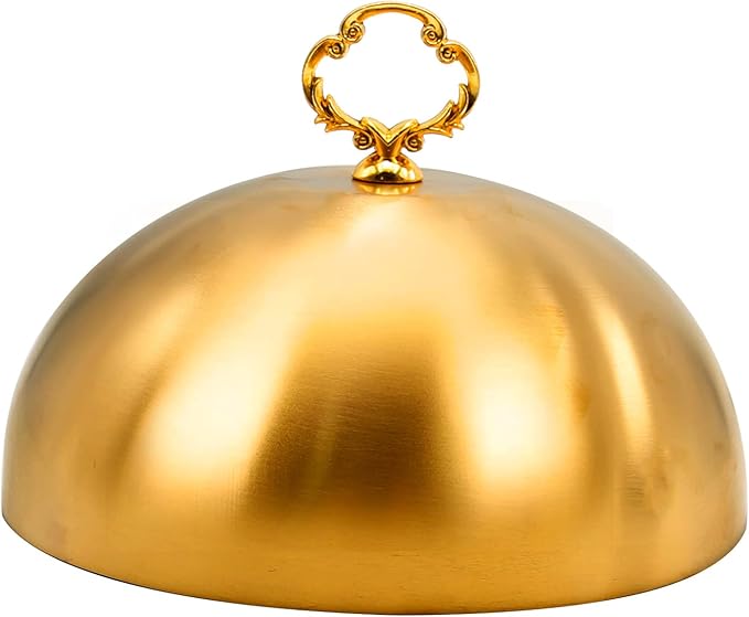 Gold Stainless Steel Food Dome Cover Food Protecting Dome Cover Serving Plate by Aynaxcol