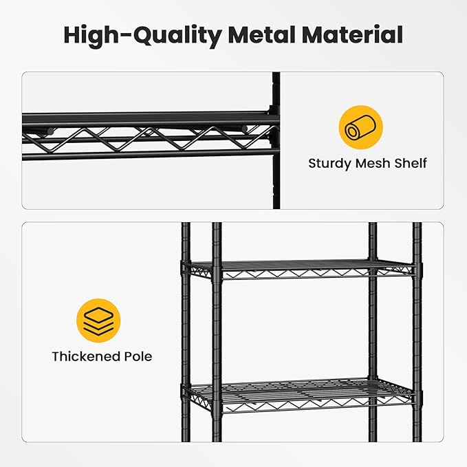 DUMOS 3-Tier Metal Wire Storage Shelves, Adjustable Standing Storage Rack Shelf - Image 7