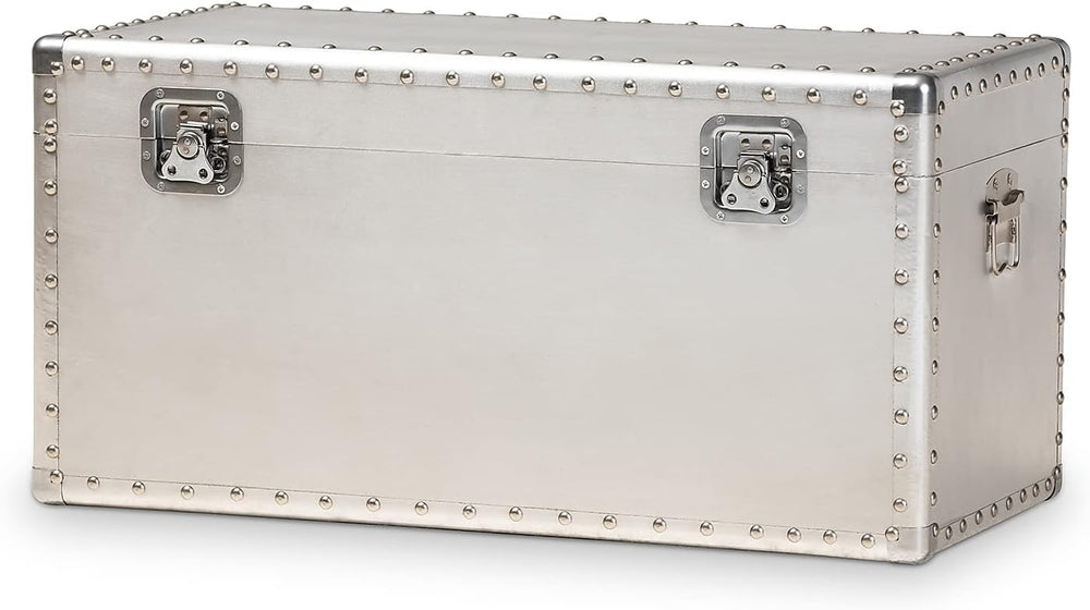 Baxton Studio Serge 13.98-inch High Storage Trunk, Silver