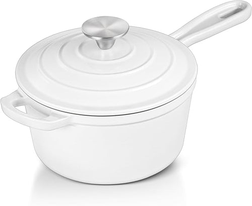 1 QT Enameled Cast Iron Saucepan, Leonyo Sauce Pan by Leonyo