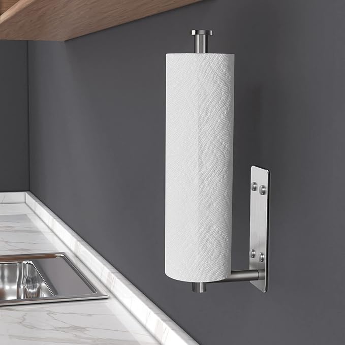 VAEHOLD Self Adhesive Paper Towel Holder Under Cabinet Mount, Wall Mounted - Image 6