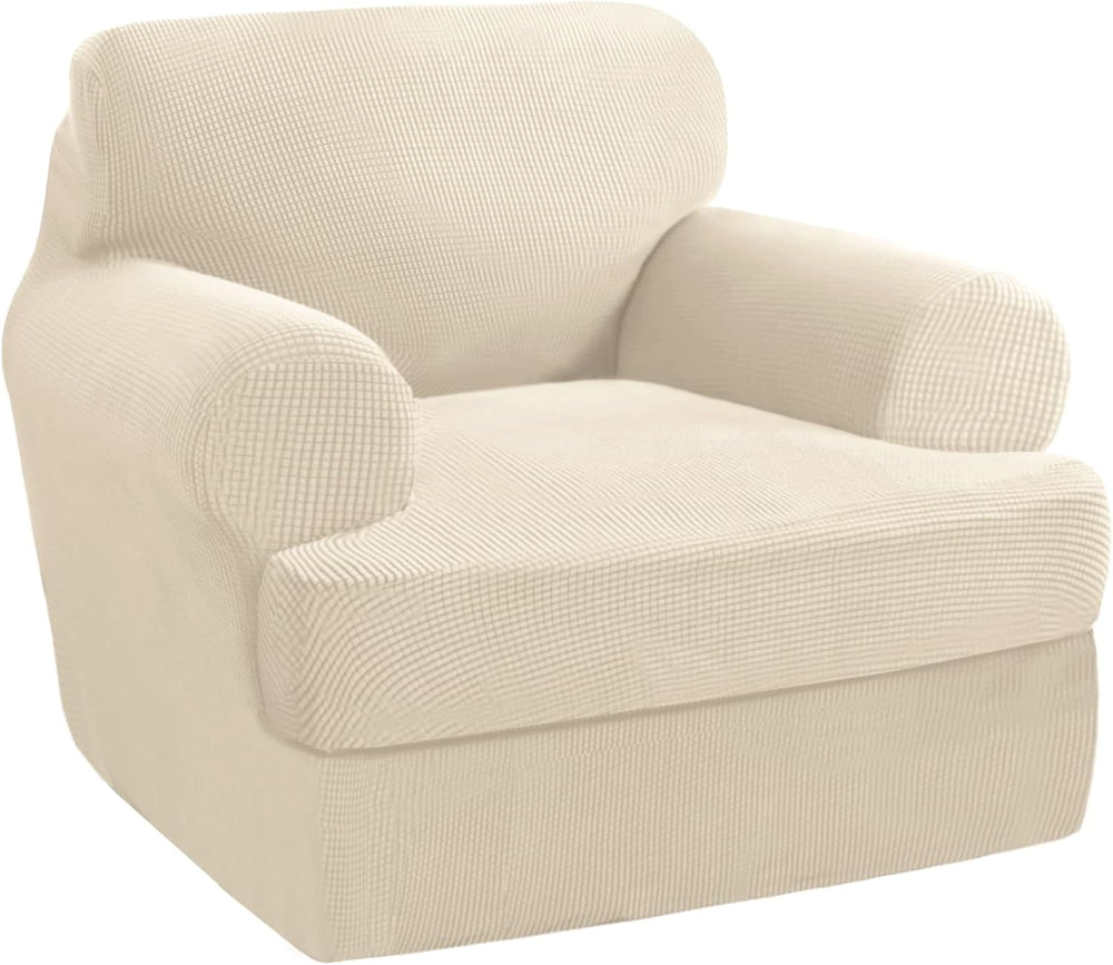 PrinceDeco 2 Pieces Armchair Slipcover Stretch Couch Covers for T Cushion Cha...