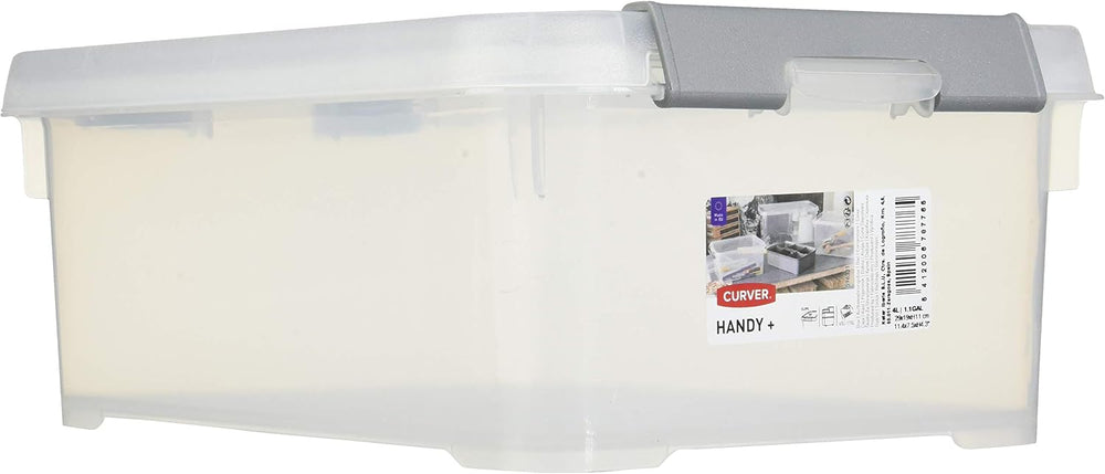 Allibert "Handy Plus Storage Box with Lid, Transparent/Silver, 4 Litre