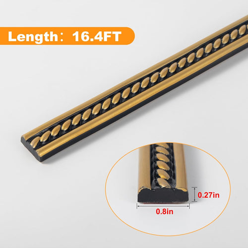 0.8" x 49.2ft total black gold peel and shown in use