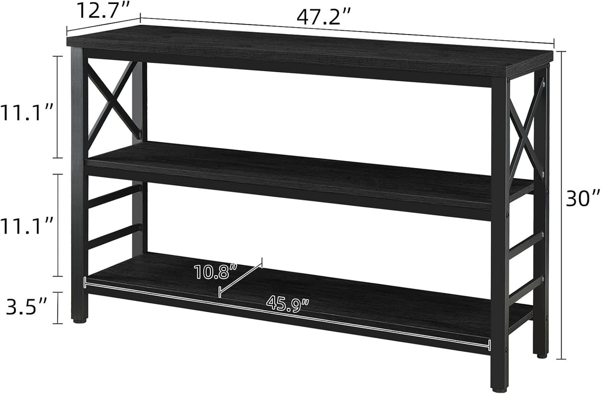 hombazzar 3-tier sofa table,consoles table for entryway,black 47" shown in use