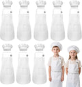 Kids Apron and Chef Hat Set, 16 Pieces Boys Girls Kids Apron by IAGBIBUI