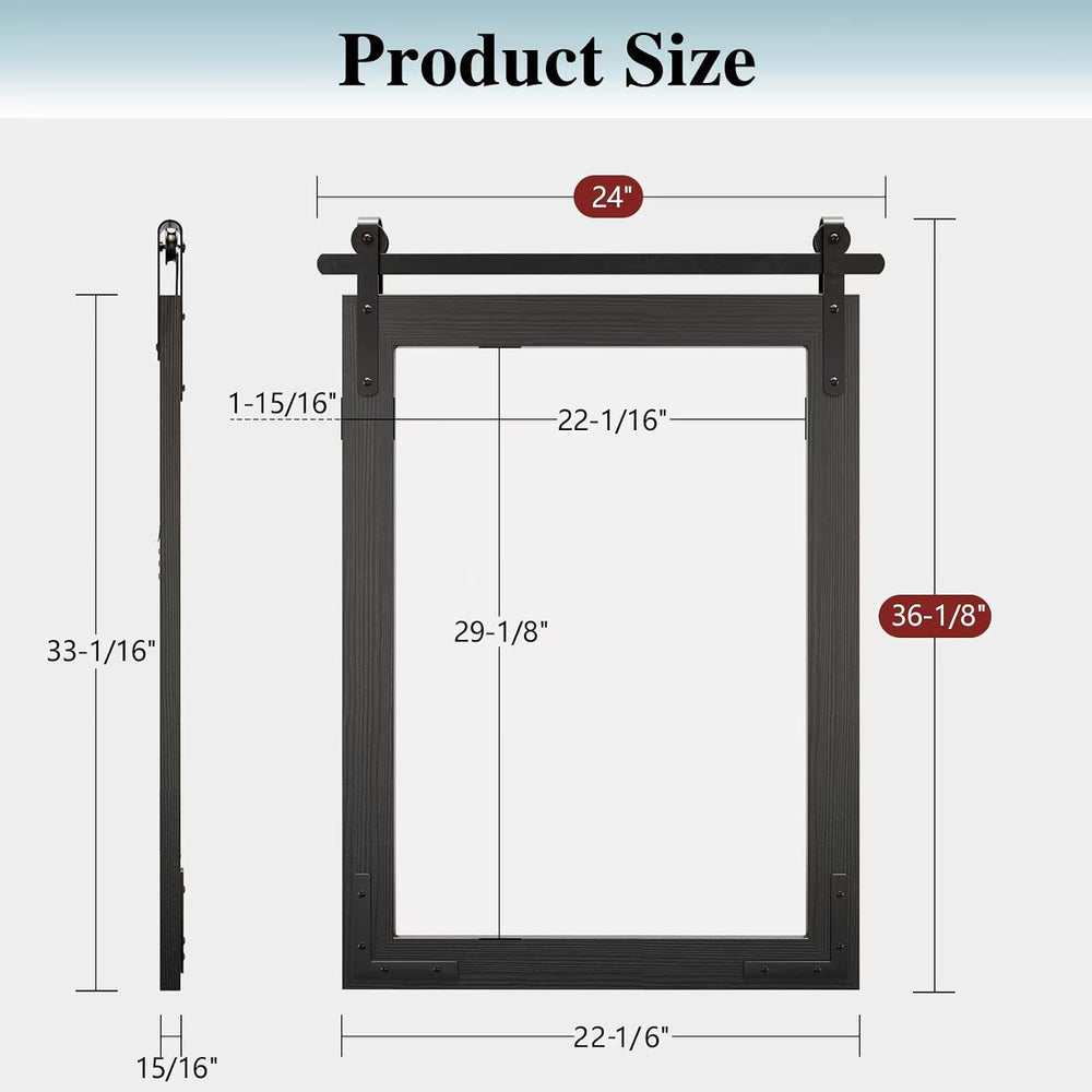 Farmhouse Bathroom Mirror, 24"x36" Black Rustic Bathroom Mirrors