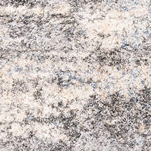 SAFAVIEH Berber Shag Rug 8x10, Large Grey Blue & Cream BER219G