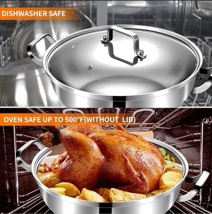 Delarlo Tri-Ply Stainless Steel 13 inch Everyday Pan - Image 5