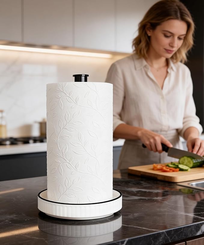 VROOMIUM Paper Towel Holder Countertop, Fits Double to Family Rolls, Elegant - Image 7