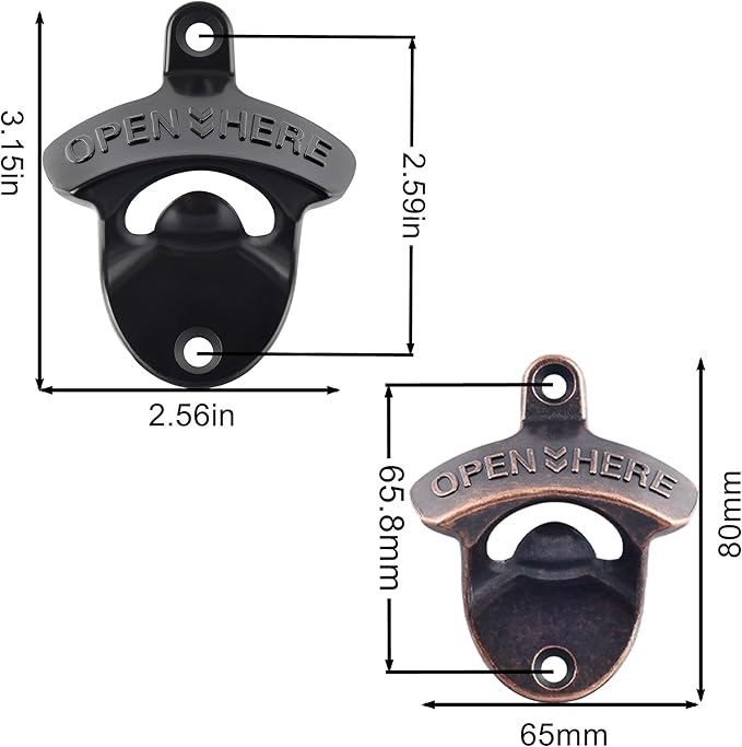 Old Fashion Bottle Opener Wall Mounted Stainless OPEN HERE Black Screw in Wall - Image 5