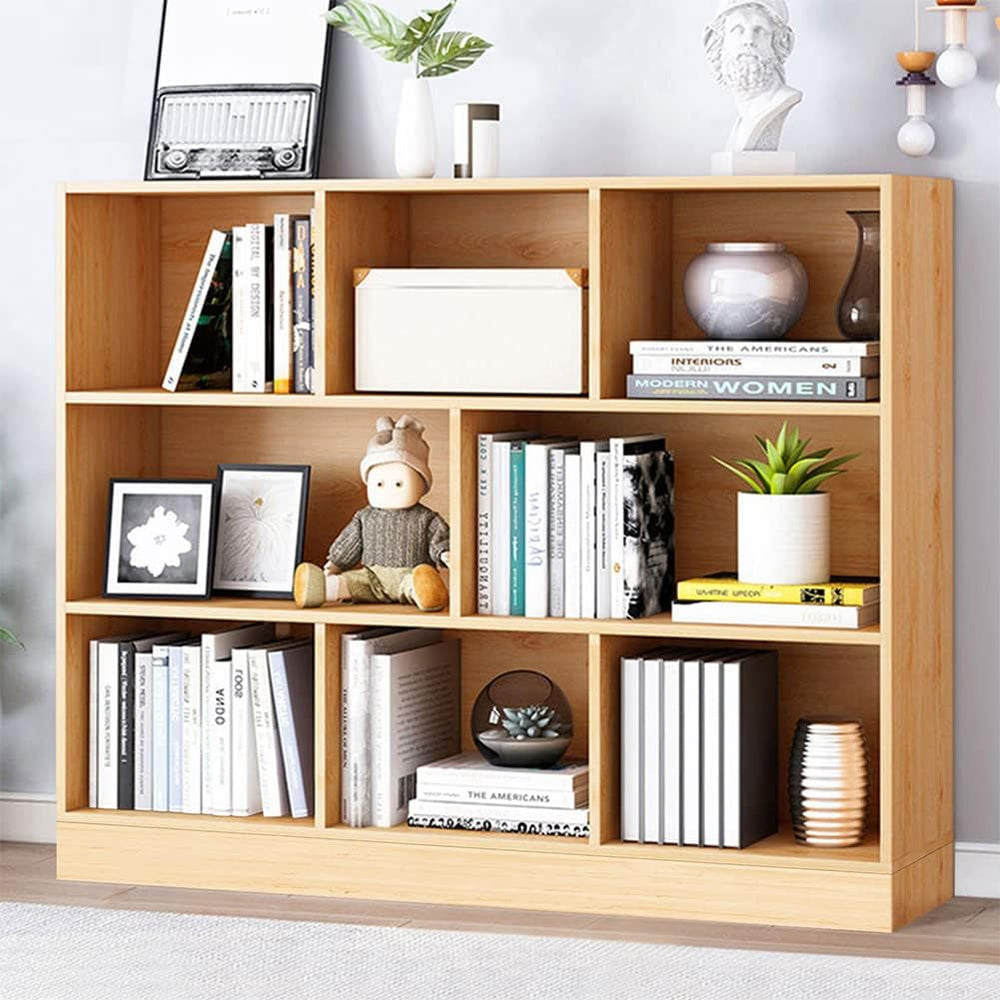 IOTXY Open Shelf Low Bookcase - Wooden 3-Tier Floor Standing Display Cabinet ...