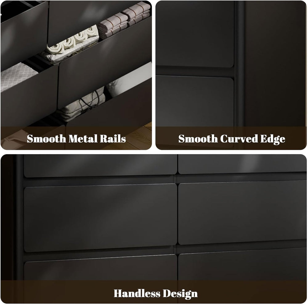 9 Drawer Dresser for Bedroom,62.99" Long Black Chest of Drawers w/LED Light