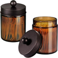 Amolliar Amber Glass Qtip Holder, Apothecary Jars by Amolliar