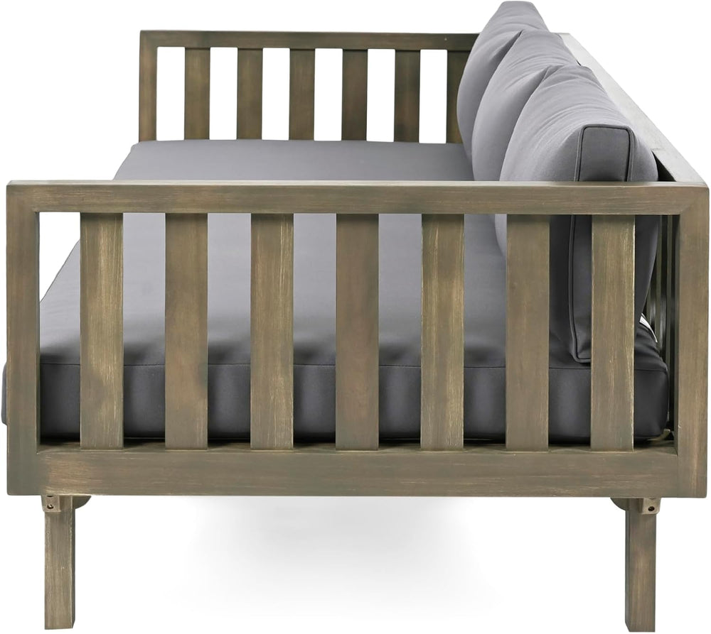Christopher Knight Home Claremont Outdoor 3 Seater Acacia Wood Daybed with Fa...