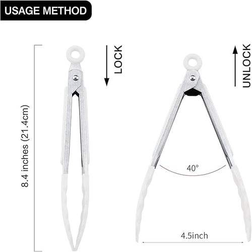 7 inch Cooking Tongs, MSY BIGSUNNY Set of 3 Mini Kitchen Tongs Silicone Serving - Image 2