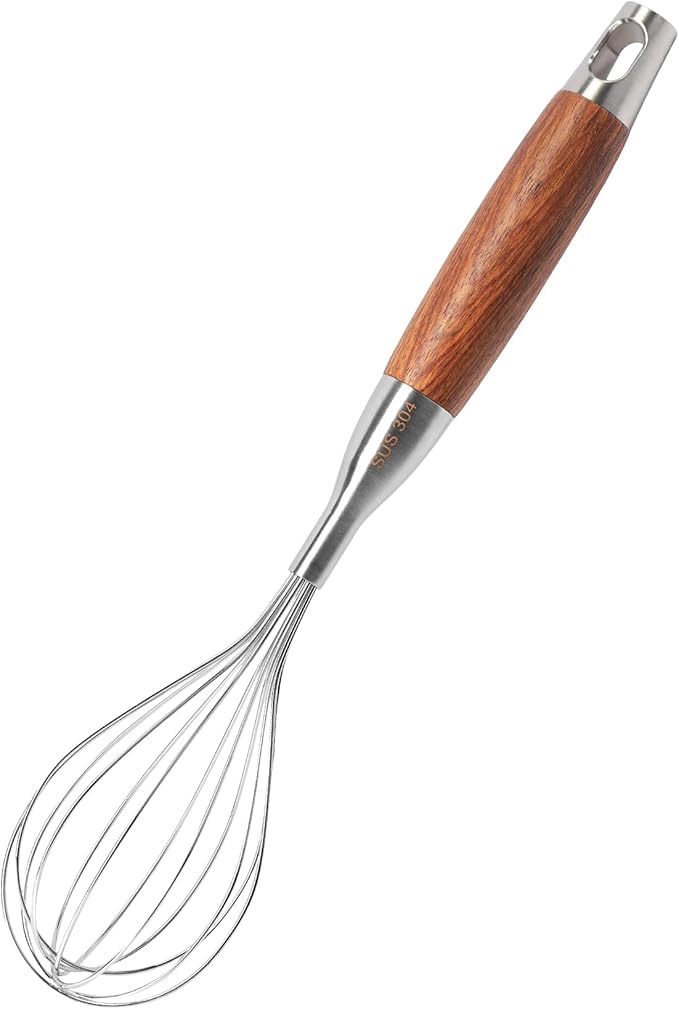 Stainless Steel Whisk for Cooking Wooden Handle Kitchen Non Stick Balloon Wire by Unknown