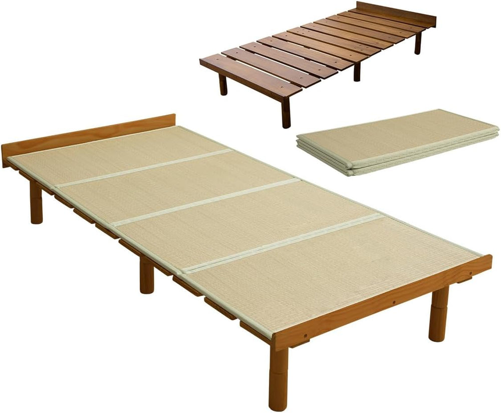 EMOOR Wood Slatted & Tatami Floor Bed Frame OSMOS Twin for Japanese Futon...