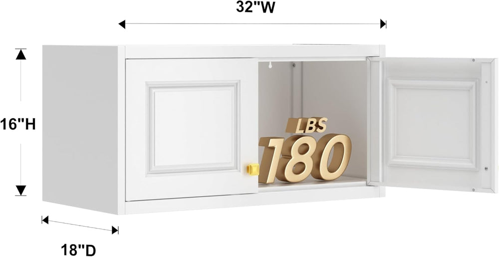 Polup 15" High White Metal Wall Cabinet, Overhead Closet Storage Unit