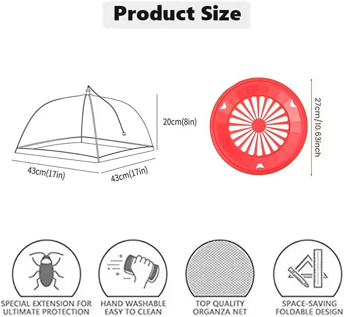 4 Pack Food Cover Tents with 7 Pack Paper Plate Holders, Reusable Outdoor - Image 5