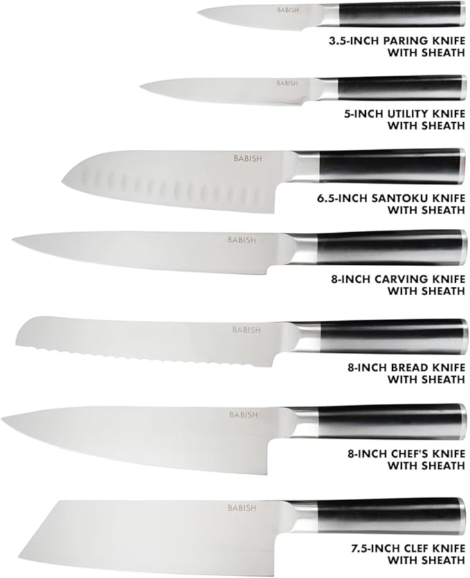 Babish 14-Piece Full Tang Forged Kitchen Knife Set – High-Carbon 1.4116 German - Image 3
