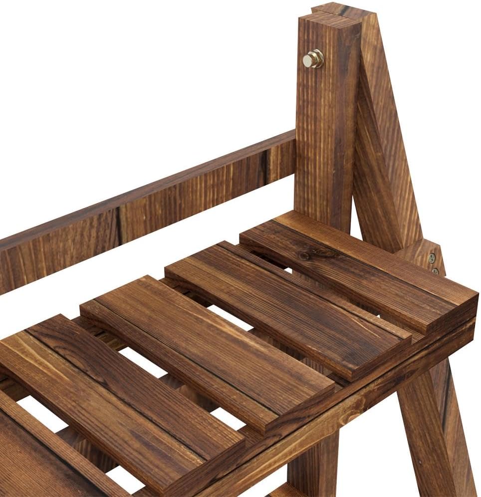 Yaheetech Wooden Plant Stand, 3 Tier Plant Stand, Foldable Ladder Shelves | L...