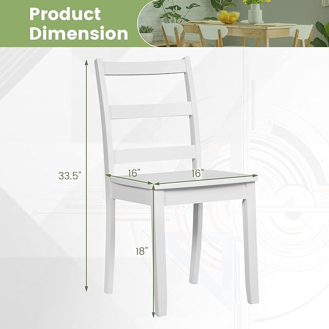 COSTWAY Wooden Dining Chairs Set of 2, Mid-Century Modern Armless Kitchen Sid...