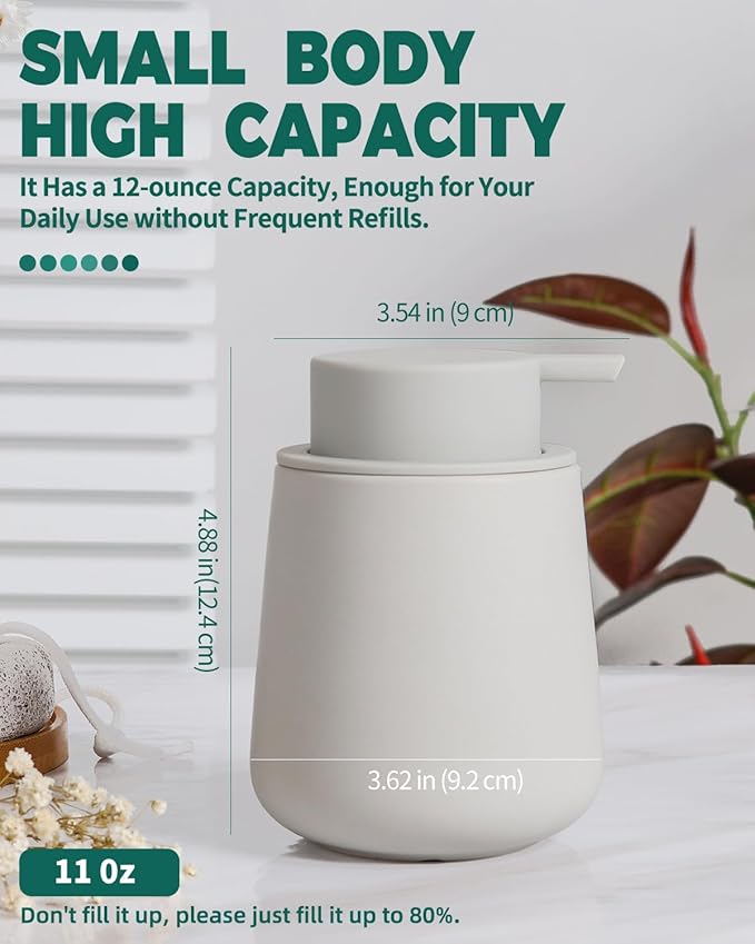 Bosilunlife Ceramic Foaming Soap Dispenser - 12Oz Bathroom Countertop Kitchen - Image 4