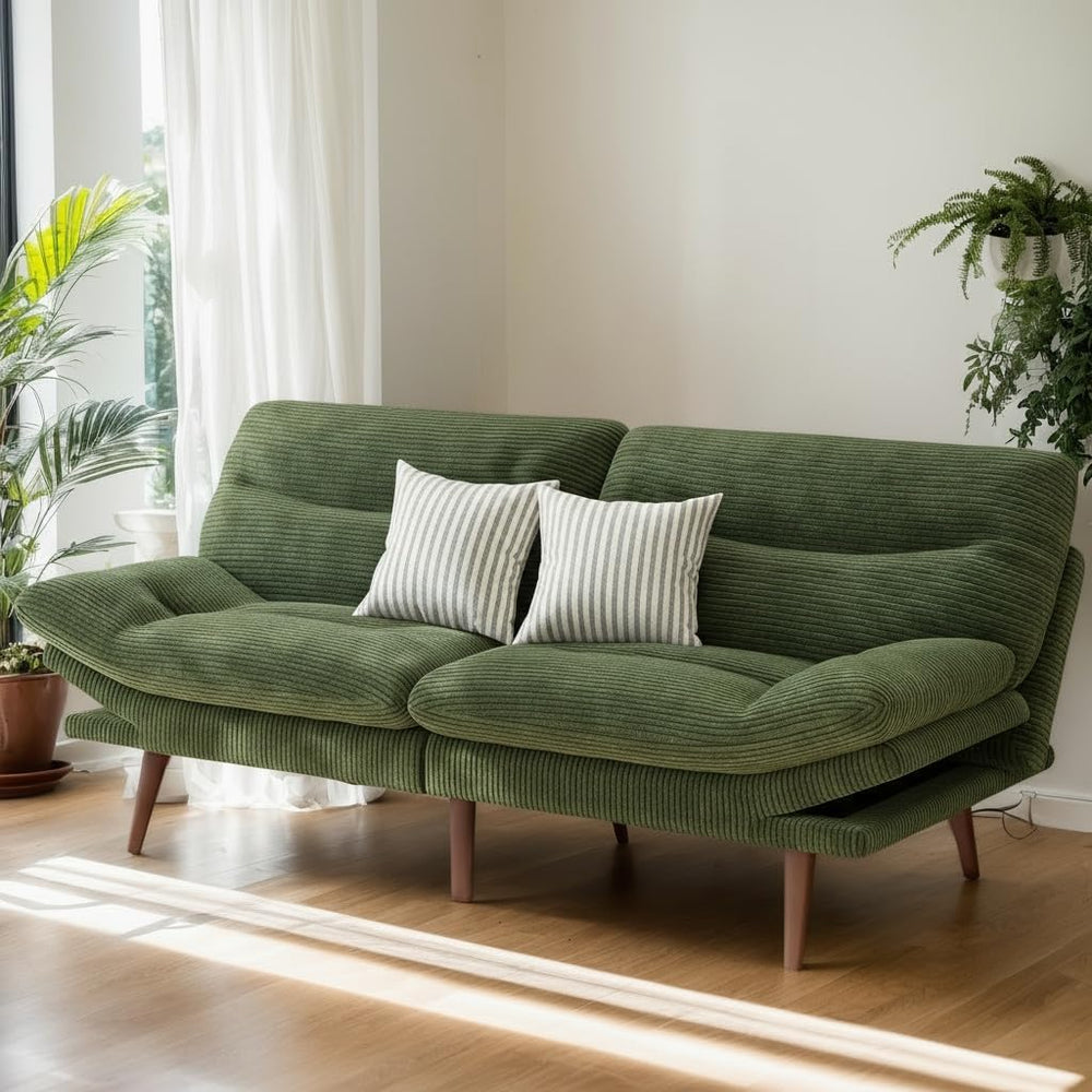 Amada 75 inch 3-in-1 Convertible Futon Sofa Bed, Green