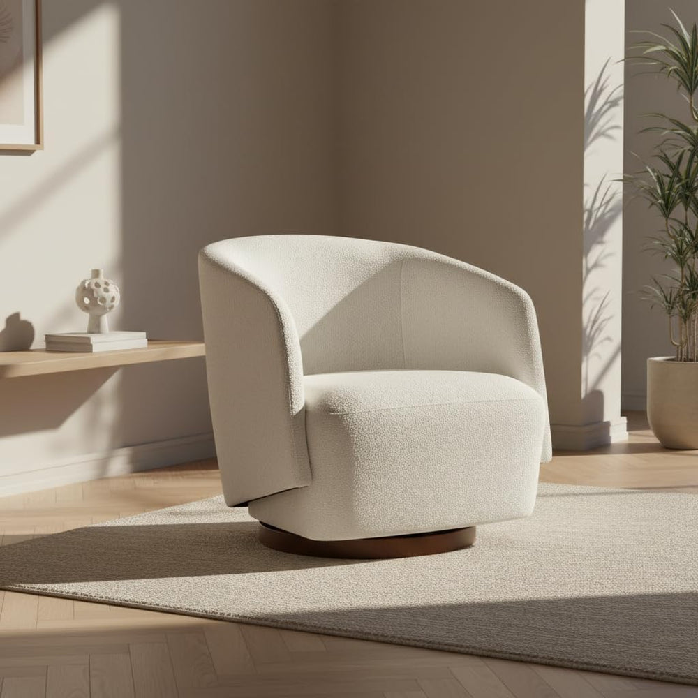Zihanhome Boucle Swivel Accent Chair, No Assembly Upholstered Armchair