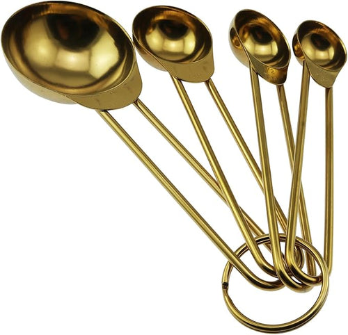4PCS Gold Stainless Steel Measuring Spoon Set Durable - Image 2