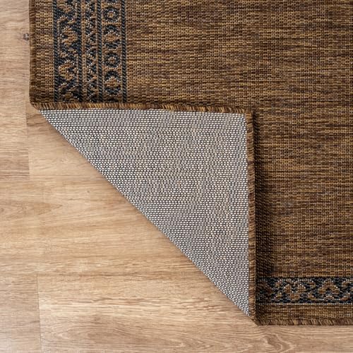 CAMILSON Outdoor Rug 5x7 Medallion Gold Modern Area Rugs for Indoor and Outdo...