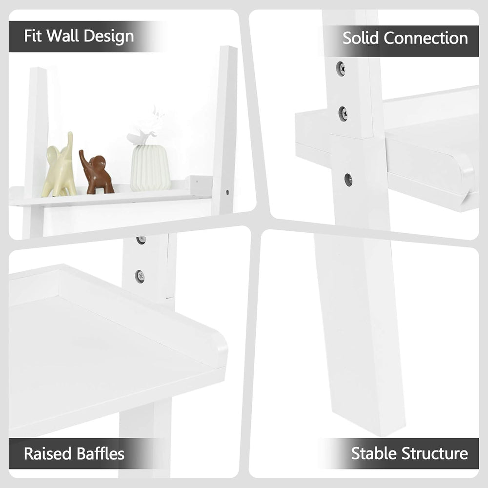 Tangkula 5-Tier Ladder Shelf, Wall-Leaning Bookshelf w/Open Shelves, Plant Fl...