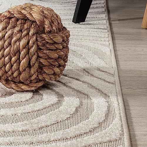 JONATHAN Y Maribo High-Low Abstract Striped Indoor/Outdoor Area Rug, Contempo...
