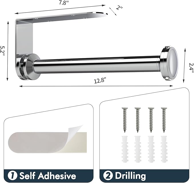 theaoo Paper Towel Holder Under Cabinet, One-Handed Tear Wall Mount Paper Towel - Image 5