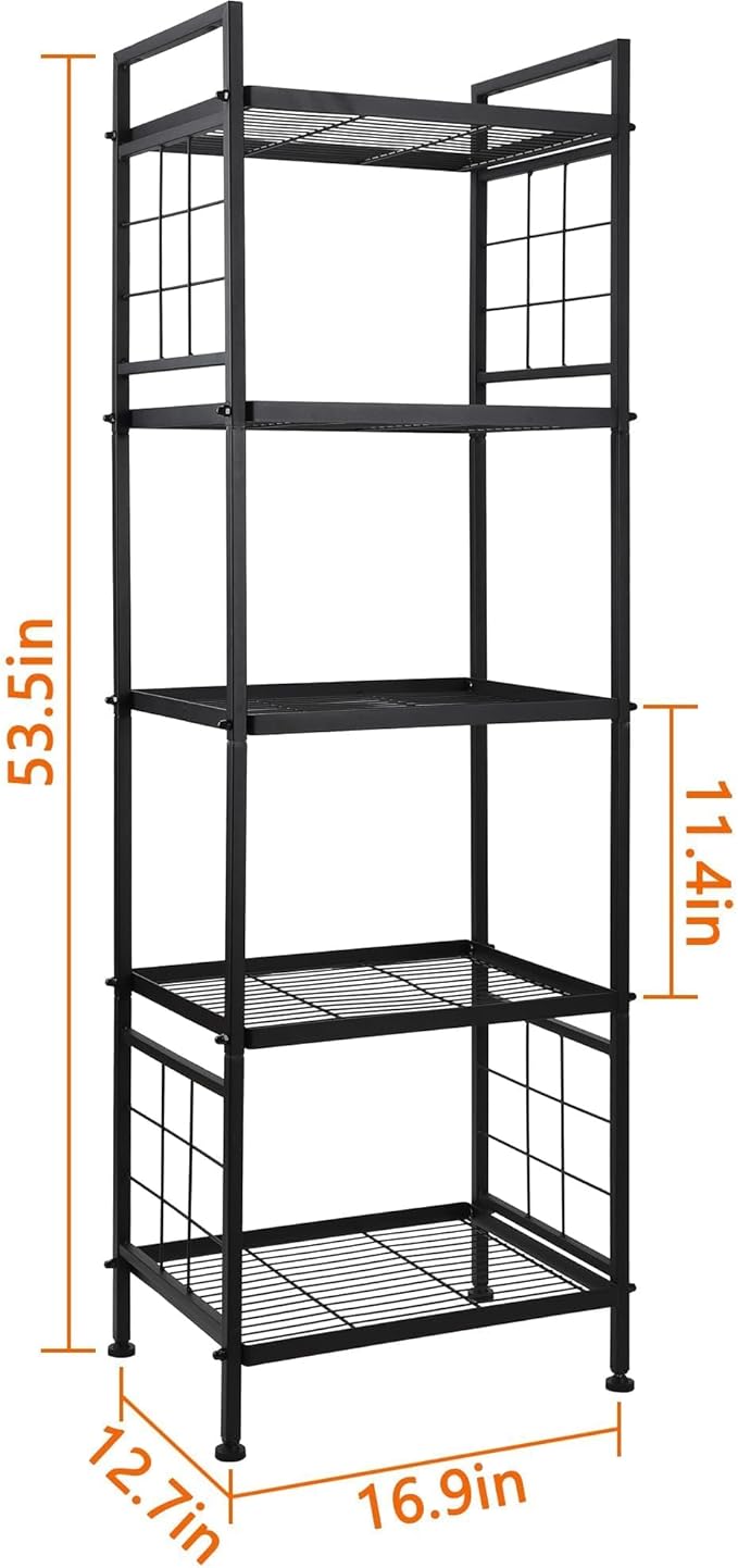 GIOTORENT 5-Wire Standing Book Shelf & Bookcase, Metal Storage Shelving Unit