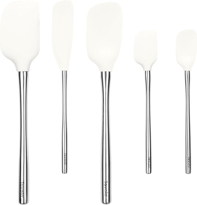 Tovolo Stainless Steel Handled Silicone Spatula Set of 5 White, Dishwasher Safe by Tovolo
